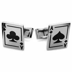 Seizmont Ace | Silver-tone Clubs & Spade Whale Back Cufflinks