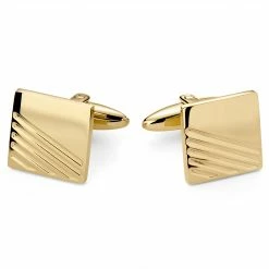 Lucleon Rectangle Gold-Tone Stylish Details Stainless Steel Cufflinks