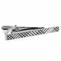 Warren Asher Simple Silver-Tone Patterned Tie Clip