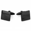 Lucleon Square Black Striped Stainless Steel Cufflinks
