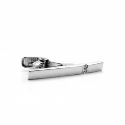 Warren Asher SIlver-Tone Metal & Double Zirconia Tie Clip