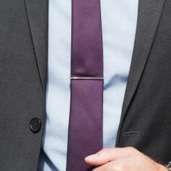 Warren Asher Sleek Silver-Tone Stainless Steel Tie Bar With Detail -Cheap TIE CLIPS Store 9301 tiepin