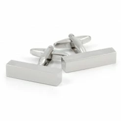 Warren Asher Rectangular Silver-Tone Oblong Classic Cufflinks