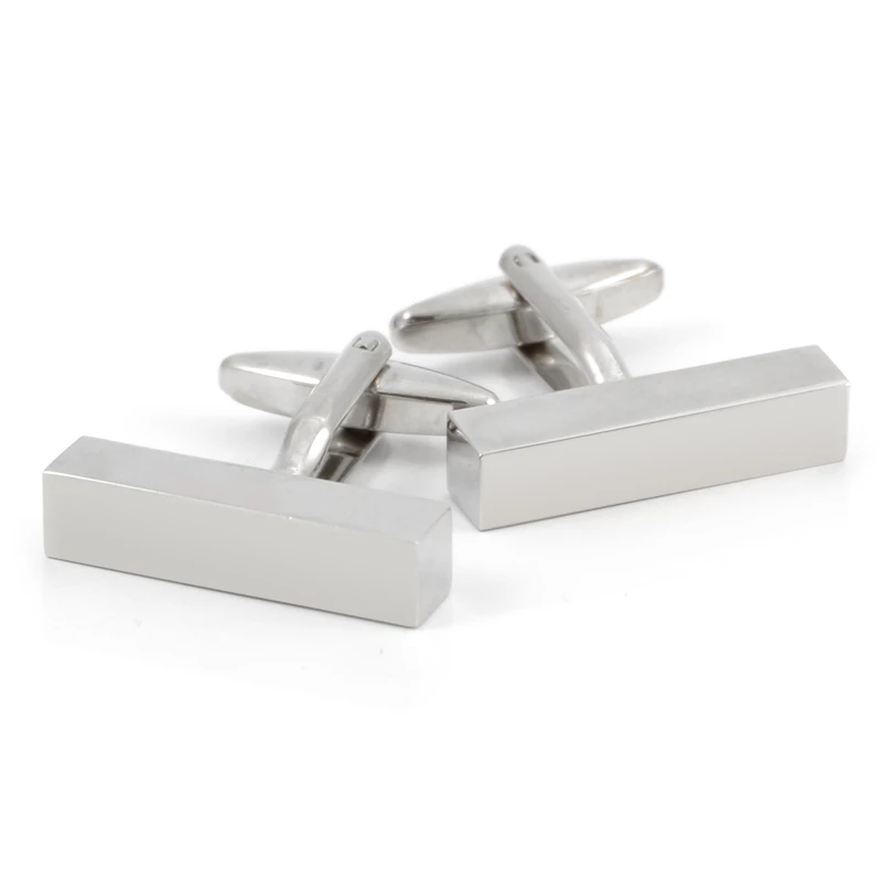 Warren Asher Rectangular Silver-Tone Oblong Classic Cufflinks 1 Warren Asher Rectangular Silver-Tone Oblong Classic Cufflinks
