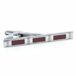 Warren Asher Brown & Silver-Tone Rectangles Tie Clip