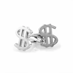 Warren Asher Silver-Tone Dollar Sign Cufflinks