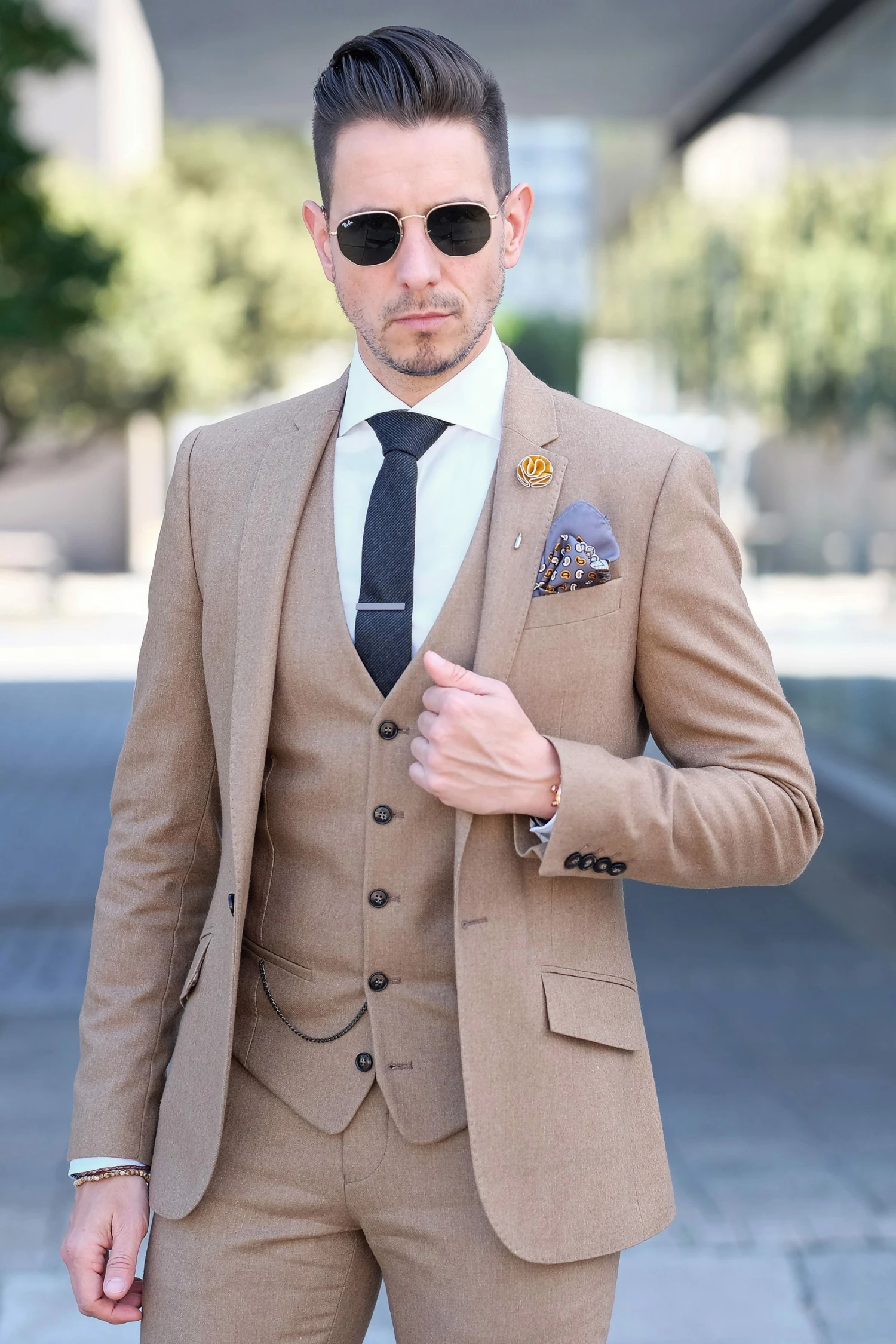 Warren Asher Short Brown Square Tie Clip 6 Warren Asher Short Brown Square Tie Clip - Image 6