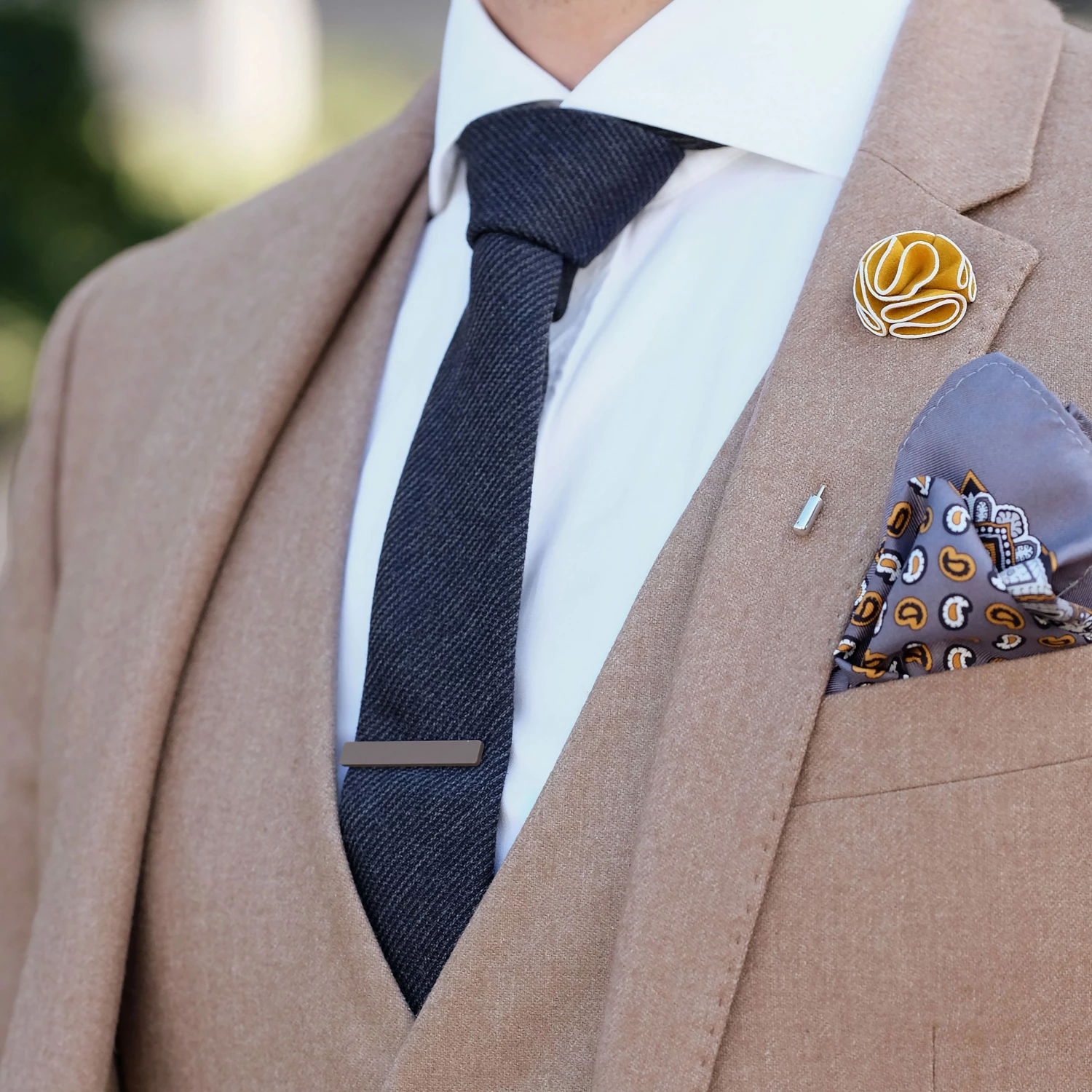 Warren Asher Short Brown Square Tie Clip 5 Warren Asher Short Brown Square Tie Clip - Image 5