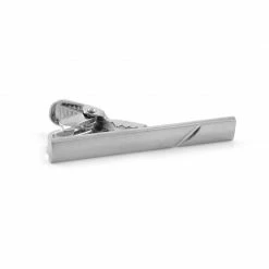 Warren Asher Short Simple Silver-Tone Notch Tie Clip