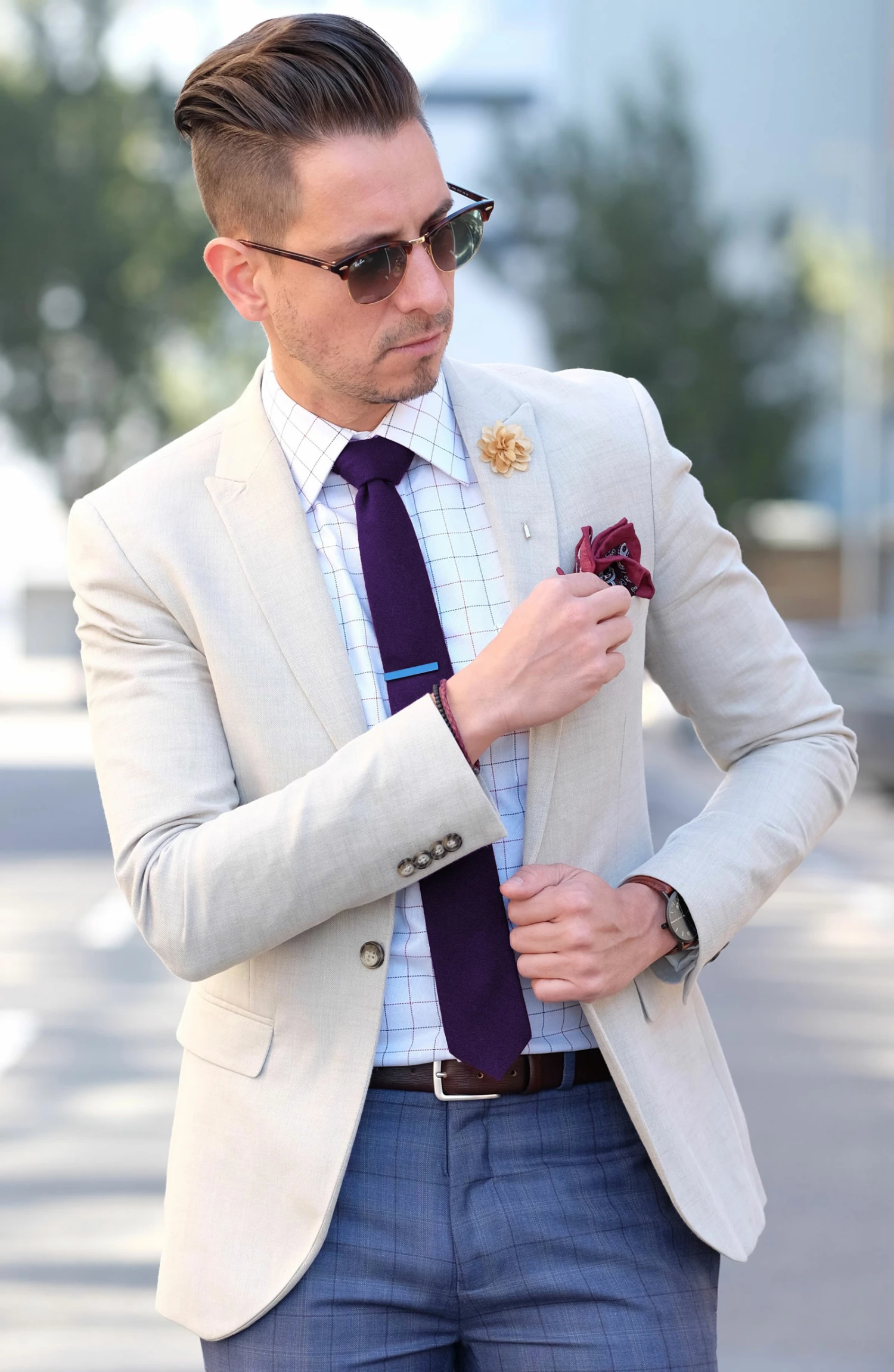 Warren Asher Short Blue Square Tie Clip 6 Warren Asher Short Blue Square Tie Clip - Image 6