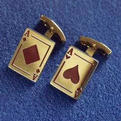 Seizmont Ace | Gold-tone Diamond & Heart Whale Back Cufflinks -Cheap TIE CLIPS Store rel ace drop27 id killian 1x1 22 25459bm