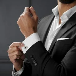 Warren Asher Round Silver-Tone, Sand & Black Chic Tri-Coloured Cufflinks -Cheap TIE CLIPS Store rel megashoot cufflinks 1 10824