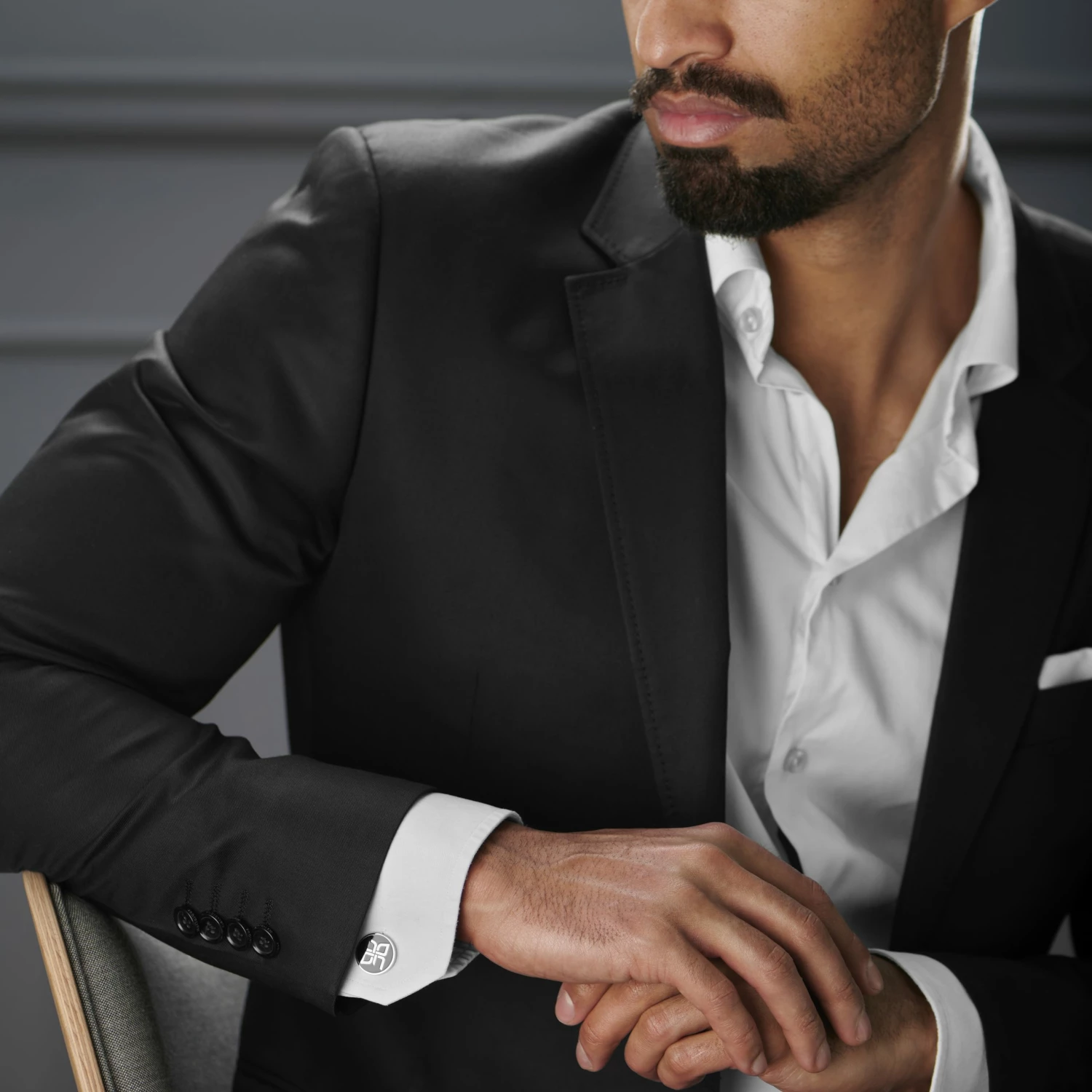 Bohemian Revolt Geo Remix | Round Silver-Tone & Black Stainless Steel Cufflinks 5 Bohemian Revolt Geo Remix | Round Silver-Tone & Black Stainless Steel Cufflinks - Image 5