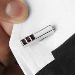 Warren Asher Rectangular Silver-Tone & Purple Stone Thin Oblong Cufflinks -Cheap TIE CLIPS Store rel megashoot cufflinks 1 3767 bm2