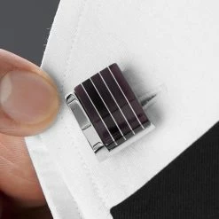 Warren Asher Rectangle Silver-Tone Stylish Maroon Wavy Cufflinks -Cheap TIE CLIPS Store rel megashoot cufflinks 1 3787 bm2