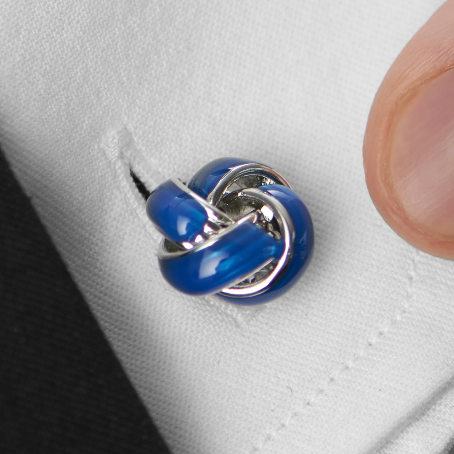 Warren Asher Silver-Tone & Cobalt Blue Twisted Cufflinks 4 Warren Asher Silver-Tone & Cobalt Blue Twisted Cufflinks - Image 4
