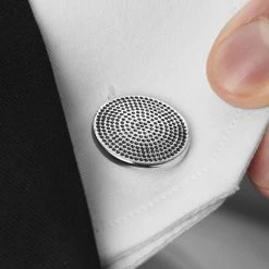 Warren Asher Round Silver-Tone Punched Cufflinks -Cheap TIE CLIPS Store rel megashoot cufflinks 1 3831 bm2
