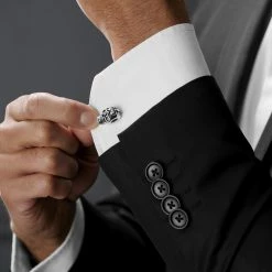 Warren Asher Silver-Tone & Black Detail Skull Cufflinks -Cheap TIE CLIPS Store rel megashoot cufflinks 1 6834