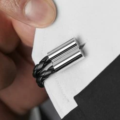 Warren Asher Black Double Merge Cufflinks -Cheap TIE CLIPS Store rel megashoot cufflinks 1 8279 bm2