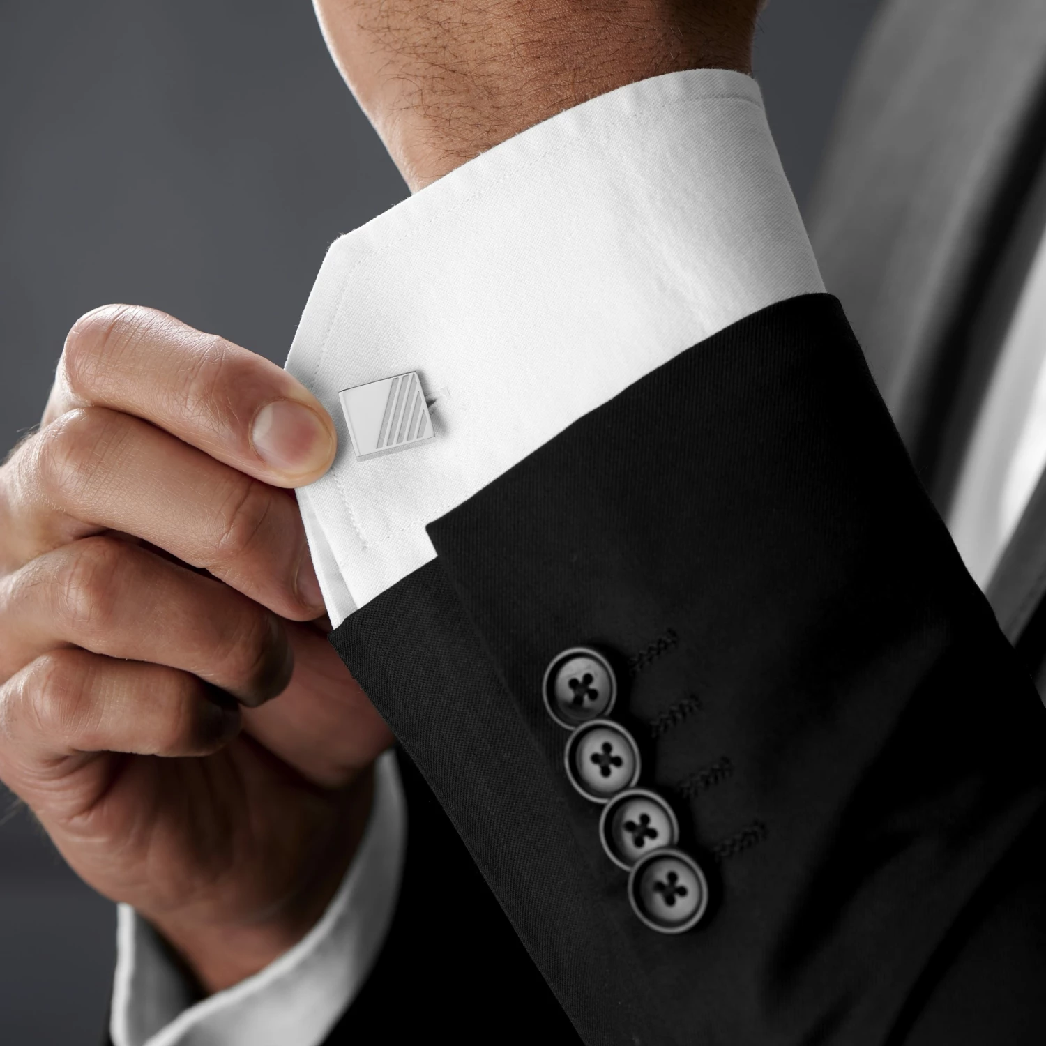 Lucleon Rectangle Silver-Tone Stylish Stainless Steel Cufflinks 4 Lucleon Rectangle Silver-Tone Stylish Stainless Steel Cufflinks - Image 4