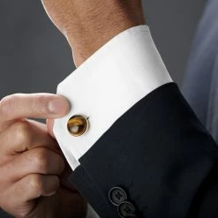 Warren Asher Round Gold-Tone & Tiger's Eye Stone Cufflinks -Cheap TIE CLIPS Store rel megashoot cufflinks 1 9398