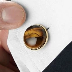 Warren Asher Round Gold-Tone & Tiger's Eye Stone Cufflinks -Cheap TIE CLIPS Store rel megashoot cufflinks 1 9398 bm2