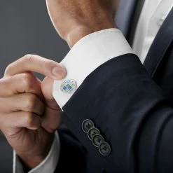 Warren Asher Round Silver-Tone Blue & Green Aquamarine Squared Cufflinks 7 Warren Asher Round Silver-Tone Blue & Green Aquamarine Squared Cufflinks -Cheap TIE CLIPS Store rel megashoot cufflinks 1 9427