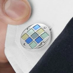 Warren Asher Round Silver-Tone Blue & Green Aquamarine Squared Cufflinks 9 Warren Asher Round Silver-Tone Blue & Green Aquamarine Squared Cufflinks -Cheap TIE CLIPS Store rel megashoot cufflinks 1 9427 bm2