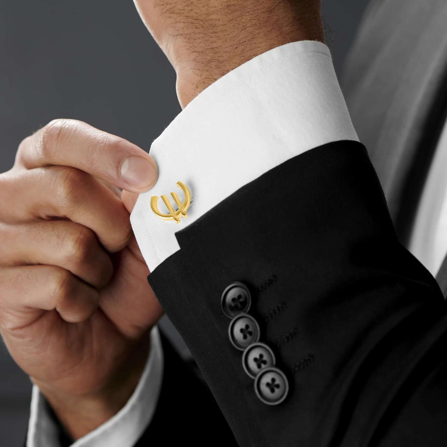 Warren Asher Gold-Tone Euro Sign Cufflinks 3 Warren Asher Gold-Tone Euro Sign Cufflinks - Image 3