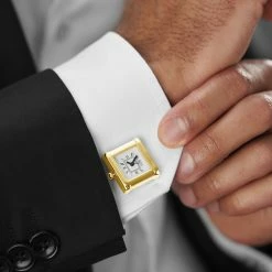 Warren Asher Square Gold-Tone Stainless Steel Watch Cufflinks -Cheap TIE CLIPS Store rel megashoot cufflinks 12 8271