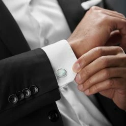 Bohemian Revolt Geo Remix | Round Silver-Tone & Mother of Pearl Stainless Steel Cufflinks -Cheap TIE CLIPS Store rel megashoot cufflinks 15 20189