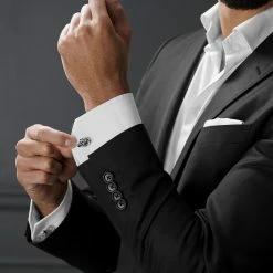 Warren Asher Silver-Tone & Black Detail Skull Cufflinks -Cheap TIE CLIPS Store rel megashoot cufflinks 2 6834