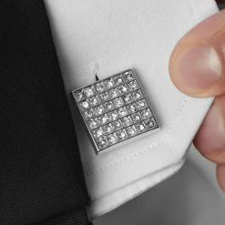 Warren Asher Square Silver-Tone Bling Sparkling Stone Cufflinks -Cheap TIE CLIPS Store rel megashoot cufflinks 2 6863 bm2