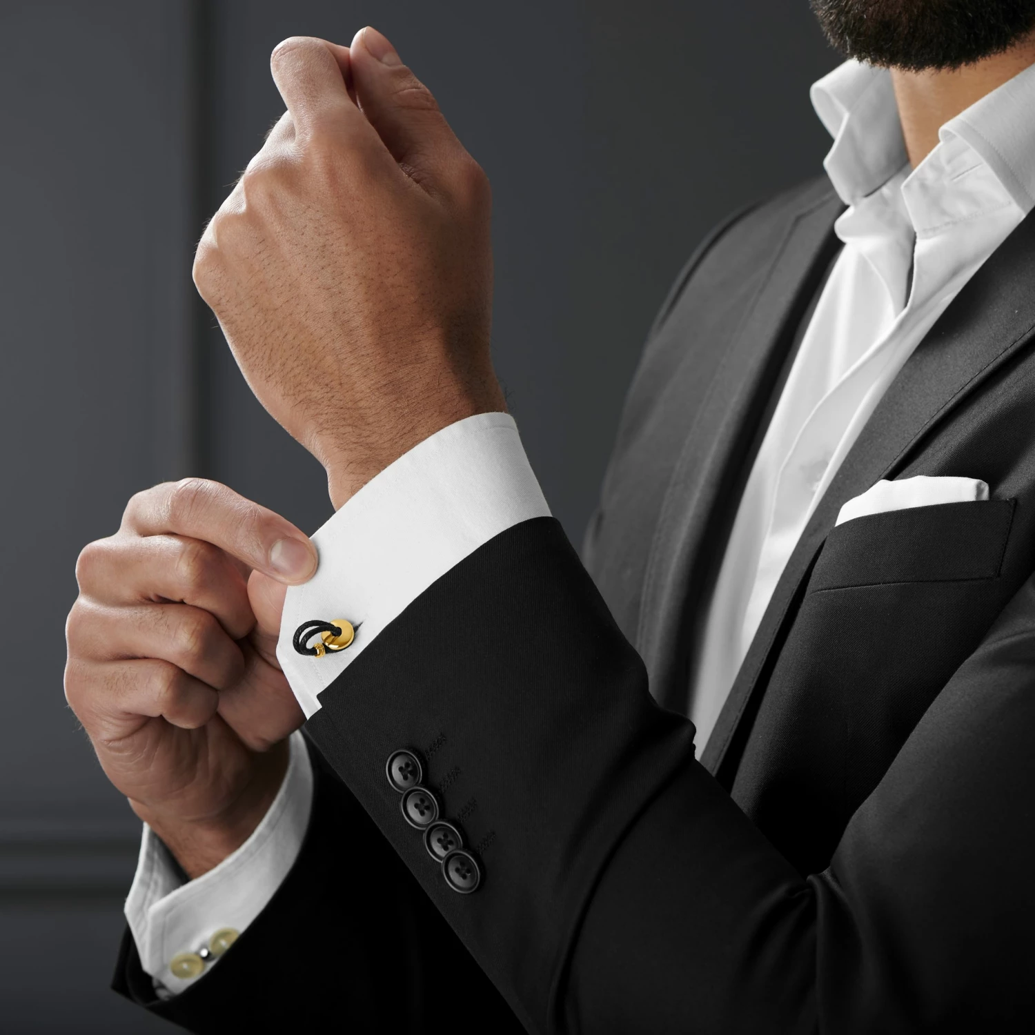 Warren Asher Gold-Tone Pawn Cufflinks 5 Warren Asher Gold-Tone Pawn Cufflinks - Image 5