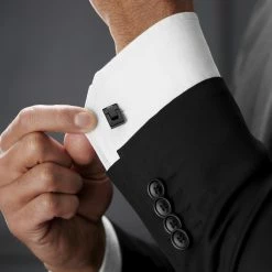 Lucleon Rectangular Gunmetal Stacked Stainless Steel Cufflinks -Cheap TIE CLIPS Store rel megashoot cufflinks 2 8590