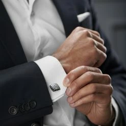 Warren Asher Square Silver-Tone Bold & Ornate Squares Cufflinks -Cheap TIE CLIPS Store rel megashoot cufflinks 3 9424