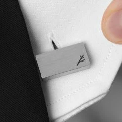 Sidegren Rectangle Silver-Tone Brushed With Sidegren Logo Stainless Steel Cufflinks -Cheap TIE CLIPS Store rel megashoot cufflinks 4 13963 bm2