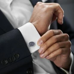 Bohemian Revolt Geo Remix | Round Royal Blue & Black Stainless Steel Cufflinks -Cheap TIE CLIPS Store rel megashoot cufflinks 5 20197
