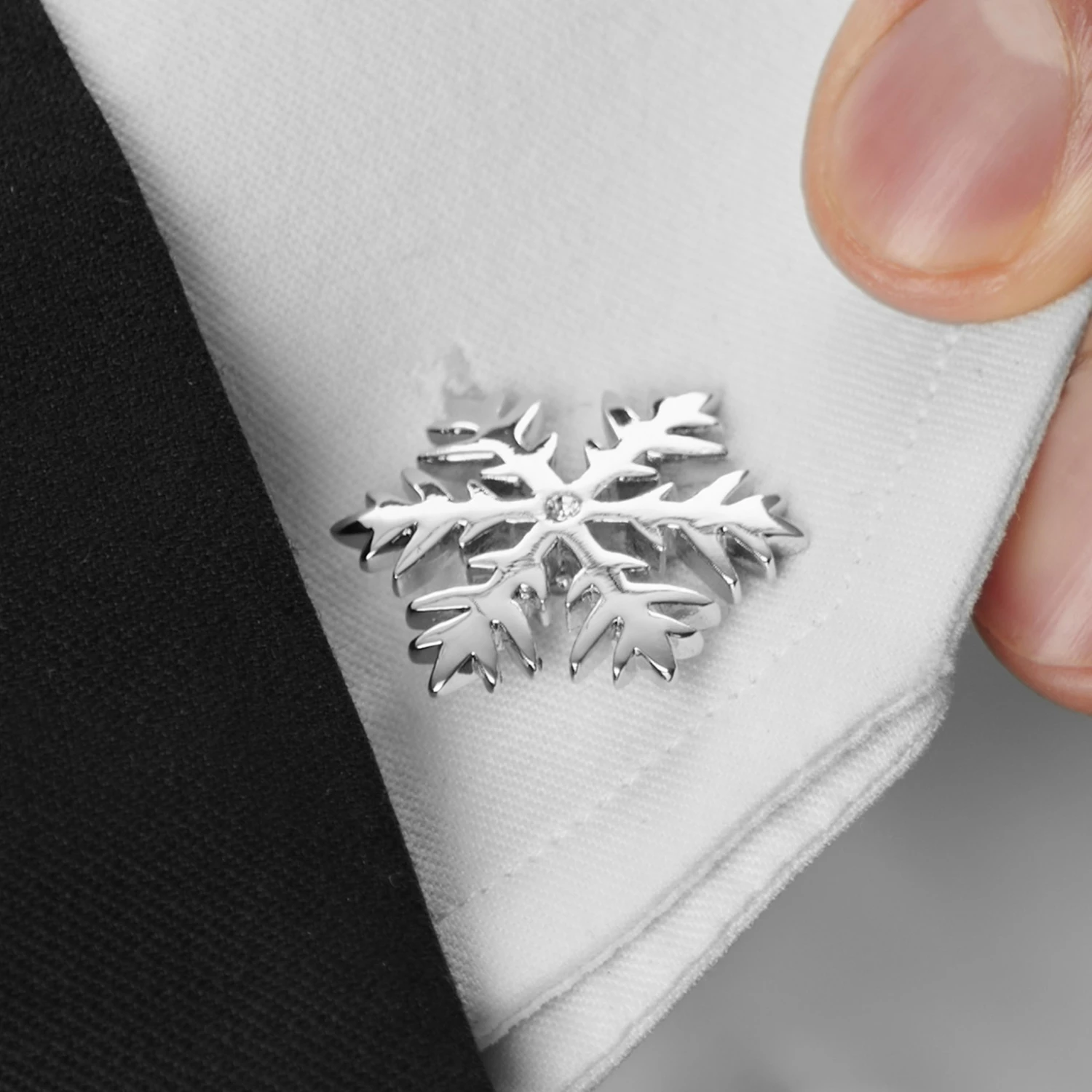 Warren Asher Silver-Tone Snowflake Stainless Steel Cufflinks 5 Warren Asher Silver-Tone Snowflake Stainless Steel Cufflinks - Image 5
