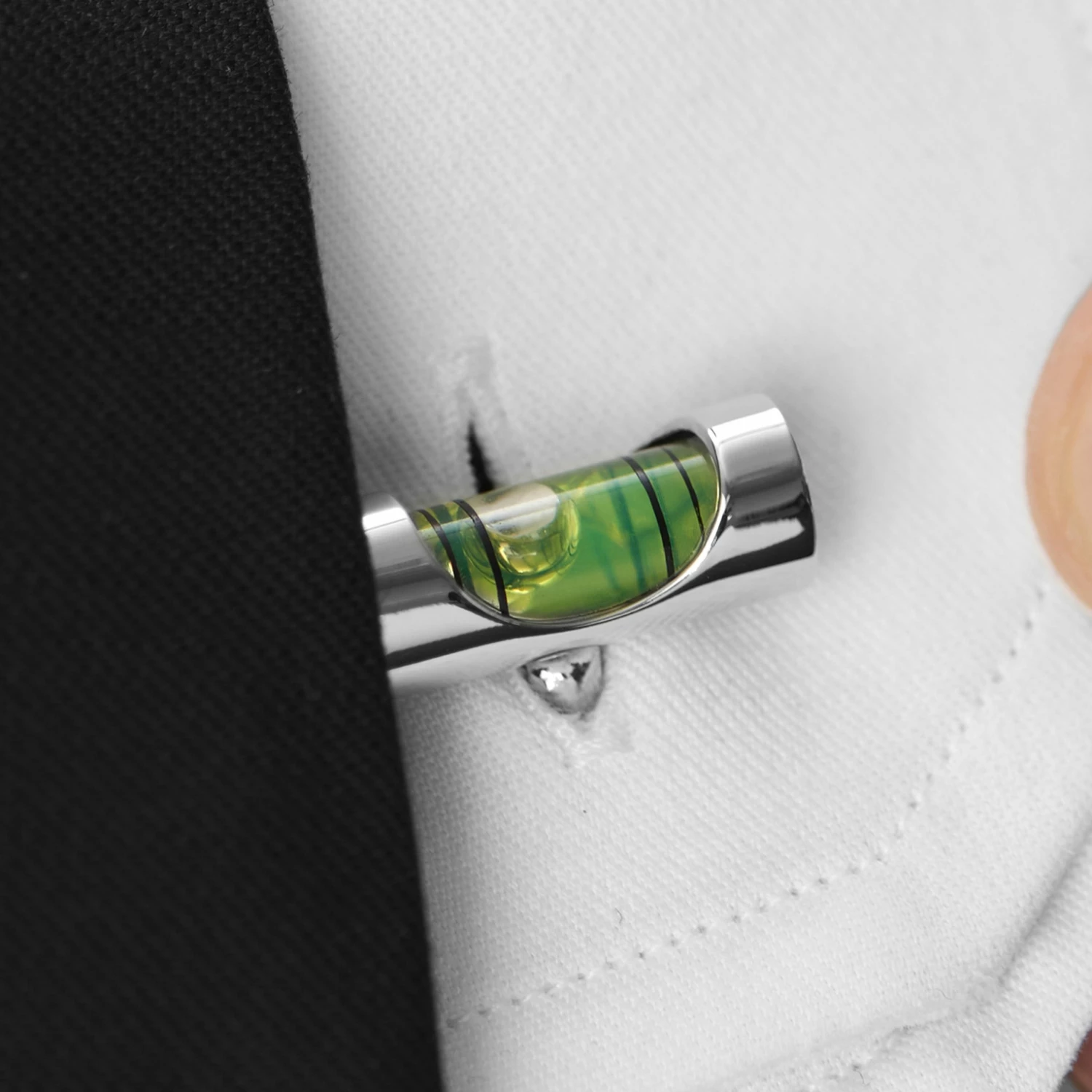 Warren Asher Silver-Tone Spirit Level Cufflinks 4 Warren Asher Silver-Tone Spirit Level Cufflinks - Image 4