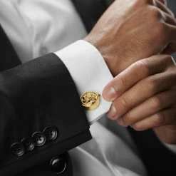 Warren Asher Round Gold-Tone Mechanical Movement Stainless Steel Cufflinks -Cheap TIE CLIPS Store rel megashoot cufflinks 5 8268