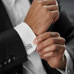 Warren Asher Rectangle Silver-Tone Cross Pattern Cufflinks -Cheap TIE CLIPS Store rel megashoot cufflinks 5 9412