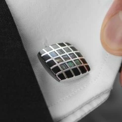 Warren Asher Square Silver-Tone Bold & Ornate Squares Cufflinks -Cheap TIE CLIPS Store rel megashoot cufflinks 5 9424 bm2