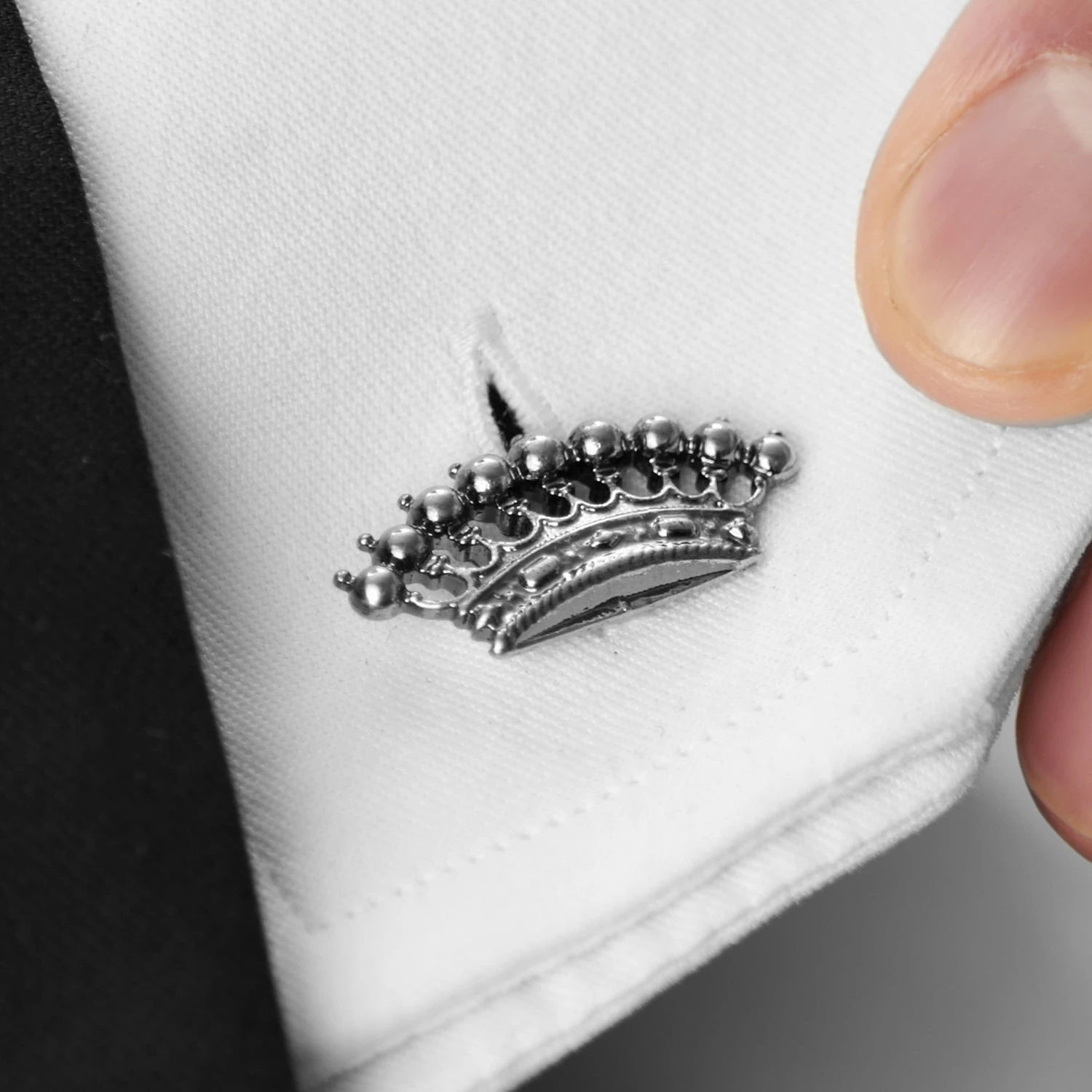 Warren Asher Crown Silver-Tone Cufflinks 6 Warren Asher Crown Silver-Tone Cufflinks - Image 6