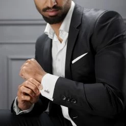 Warren Asher Rectangular Silver-Tone & Burgundy Stones Cufflinks -Cheap TIE CLIPS Store rel megashoot cufflinks 6850 1