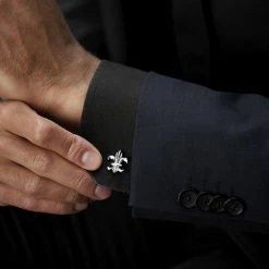 Warren Asher Silver-Tone Royal Lily Cufflinks -Cheap TIE CLIPS Store rel megashoot cufflinks 6867 1