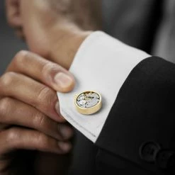 Warren Asher Round Gold- & Silver-Tone Mechanical Movement Stainless Steel Cufflinks -Cheap TIE CLIPS Store rel megashoot cufflinks 8267 3
