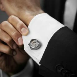 Warren Asher Triangle Mechanical Movement Stainless Steel Cufflinks -Cheap TIE CLIPS Store rel megashoot cufflinks 8270 2