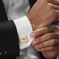 Warren Asher Square Gold-Tone Stainless Steel Watch Cufflinks -Cheap TIE CLIPS Store rel megashoot cufflinks 9 8271