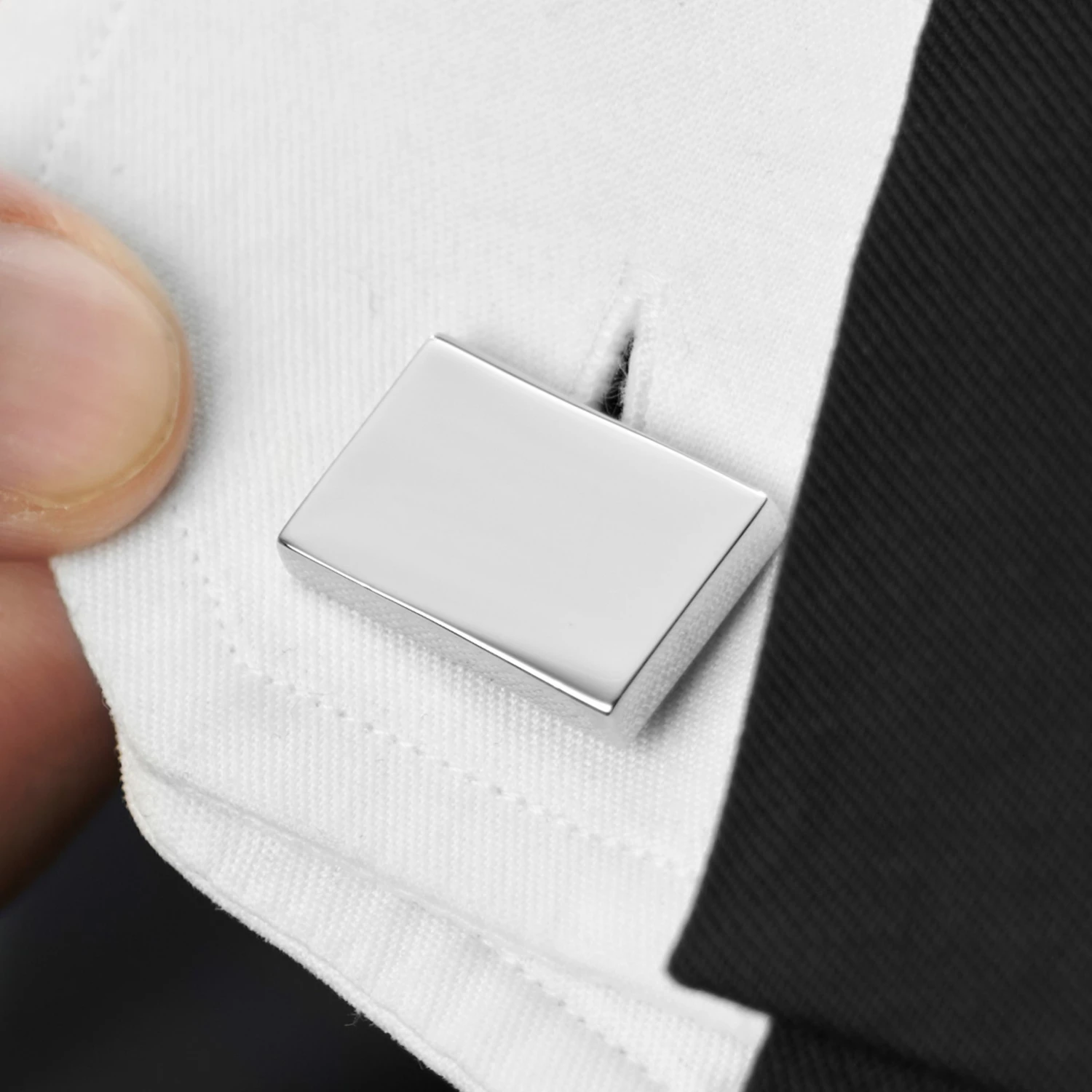 Warren Asher Rectangle Silver-Tone Reverse Style Cufflinks 5 Warren Asher Rectangle Silver-Tone Reverse Style Cufflinks - Image 5